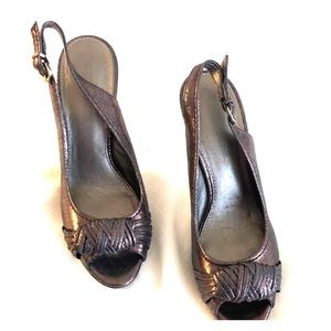 Joan & David Bronze w/Gold Heel Stilettos Size 7